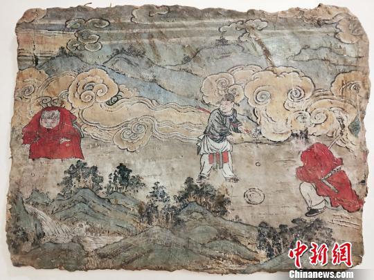 绘有600余年前体育元素的山西古代壁画展出